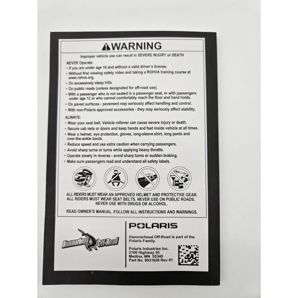2021 Hammerhead R-150 Owner's Manual for Maintenance‎ and Safety